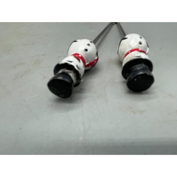 snowman Christmas top hat set of 2 serving forks black white 6" READ - Picture 3 of 3